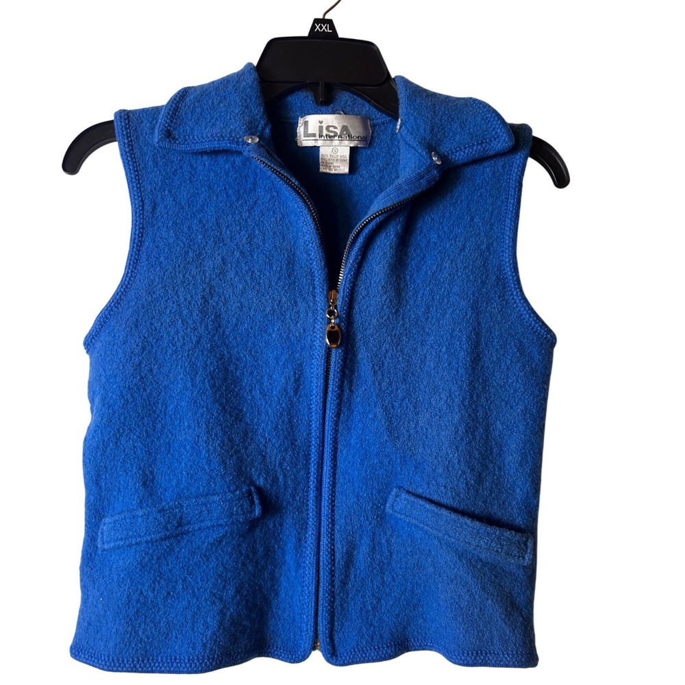 Lisa International Blue Boiled Wool Vest vintage Women's Size‎ small boho